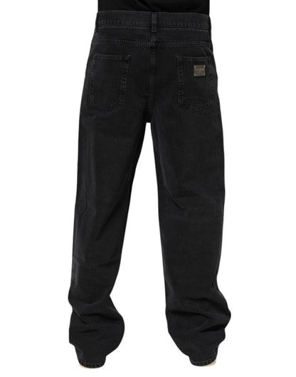 Dolce & Gabbana Black Denim Wide Leg Relaxed Fit Pants Jeans – IT50 | L par Dolce & Gabbana | Disponible sur Sandy Store ByNet