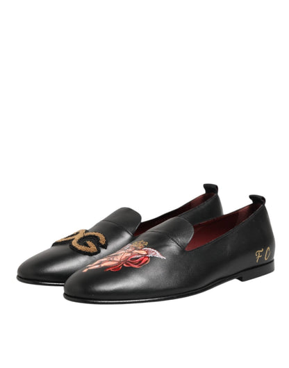 Dolce & Gabbana Black DG Angel Leather Slip On Loafers Shoes – EU43/US10 par Dolce & Gabbana | Disponible sur Sandy Store ByNet