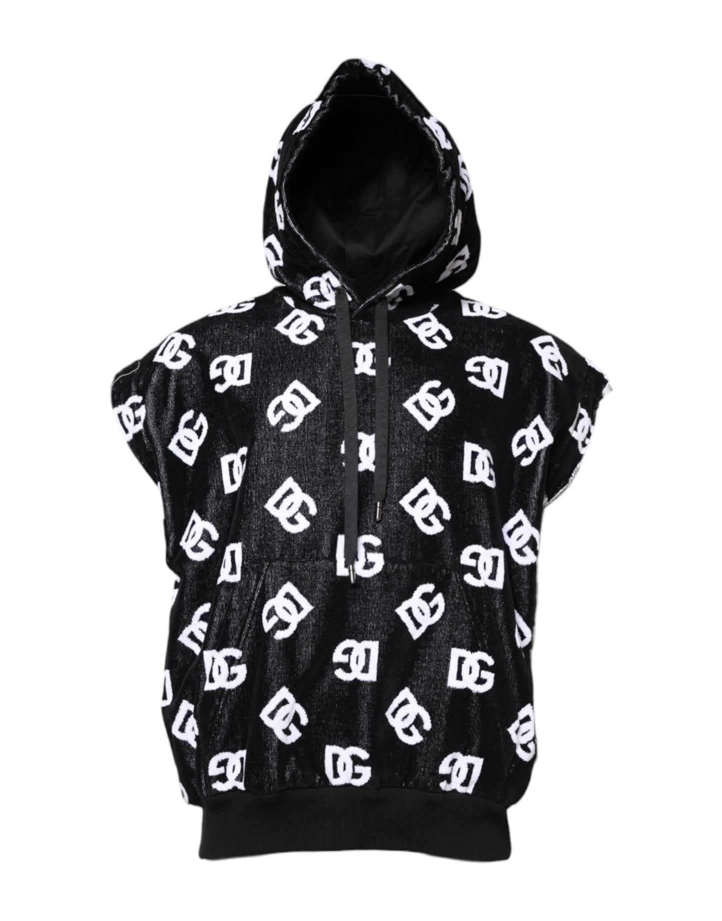 Dolce & Gabbana Black DG Cotton Hooded Sleeveless Sweater – IT60 | 3XL par Dolce & Gabbana | Disponible sur Sandy Store ByNet