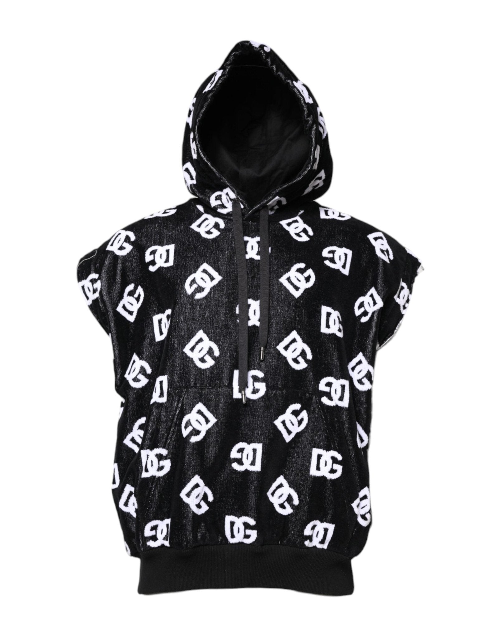 Dolce & Gabbana Black DG Cotton Hooded Sleeveless Sweater – IT60 | 3XL par Dolce & Gabbana | Disponible sur Sandy Store ByNet