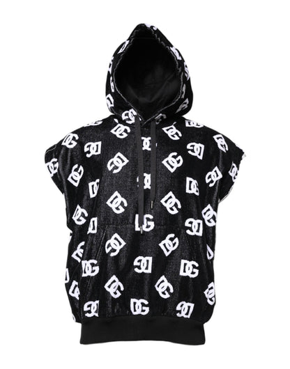 Dolce & Gabbana Black DG Cotton Hooded Sleeveless Sweater – IT60 | 3XL par Dolce & Gabbana | Disponible sur Sandy Store ByNet