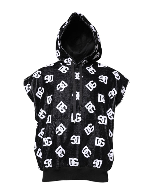 Dolce & Gabbana Black DG Cotton Hooded Sleeveless Sweater – IT60 | 3XL par Dolce & Gabbana | Disponible sur Sandy Store ByNet