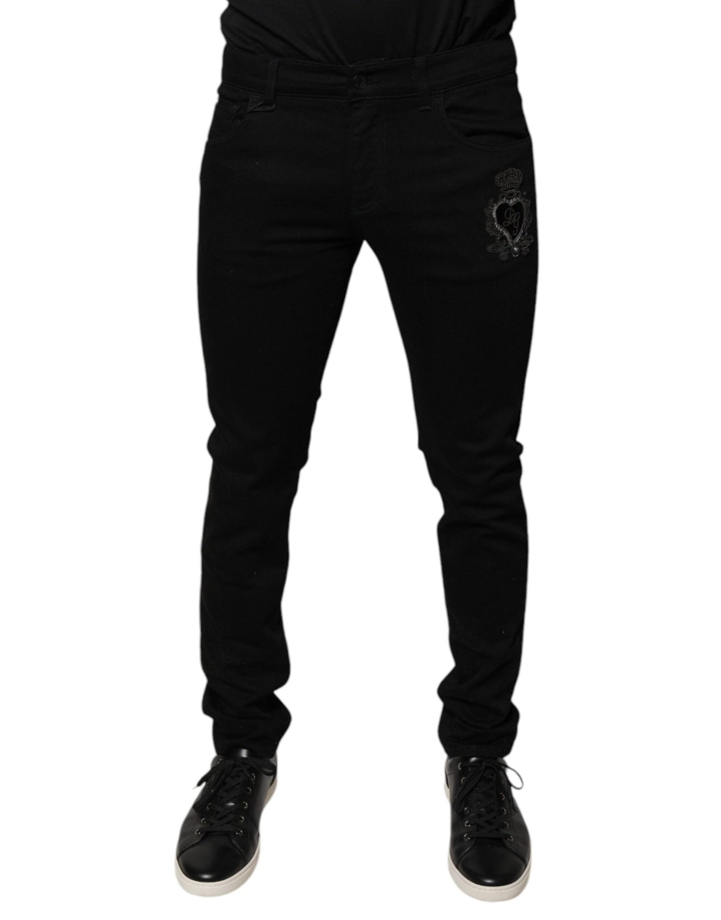 Dolce & Gabbana Black DG Crown Logo Cotton Skinny Denim Jeans – IT48 | M par Dolce & Gabbana | Disponible sur Sandy Store ByNet