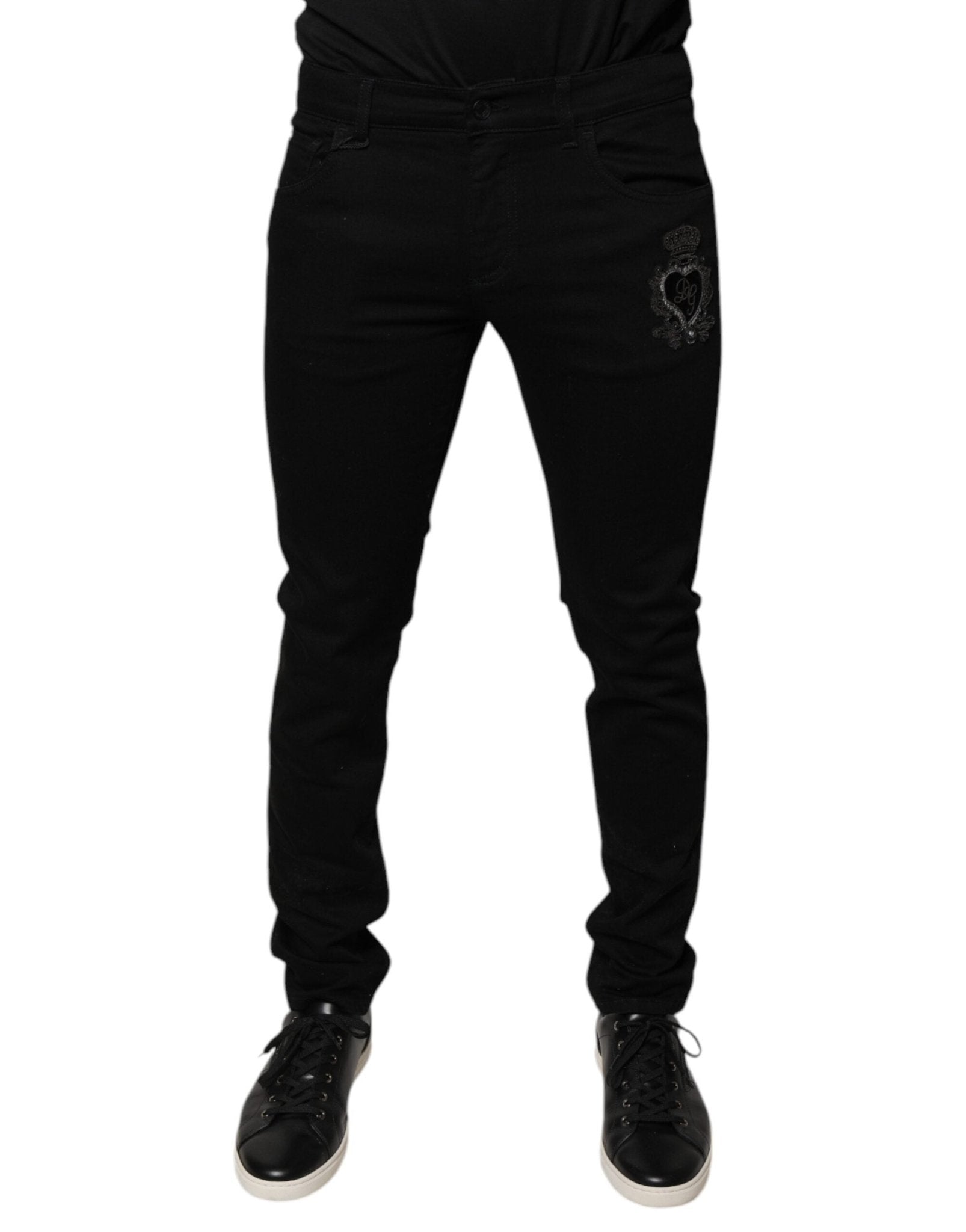 Dolce & Gabbana Black DG Crown Logo Cotton Skinny Denim Jeans – IT48 | M par Dolce & Gabbana | Disponible sur Sandy Store ByNet