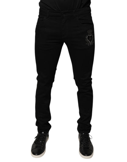 Dolce & Gabbana Black DG Crown Logo Cotton Skinny Denim Jeans – IT48 | M par Dolce & Gabbana | Disponible sur Sandy Store ByNet