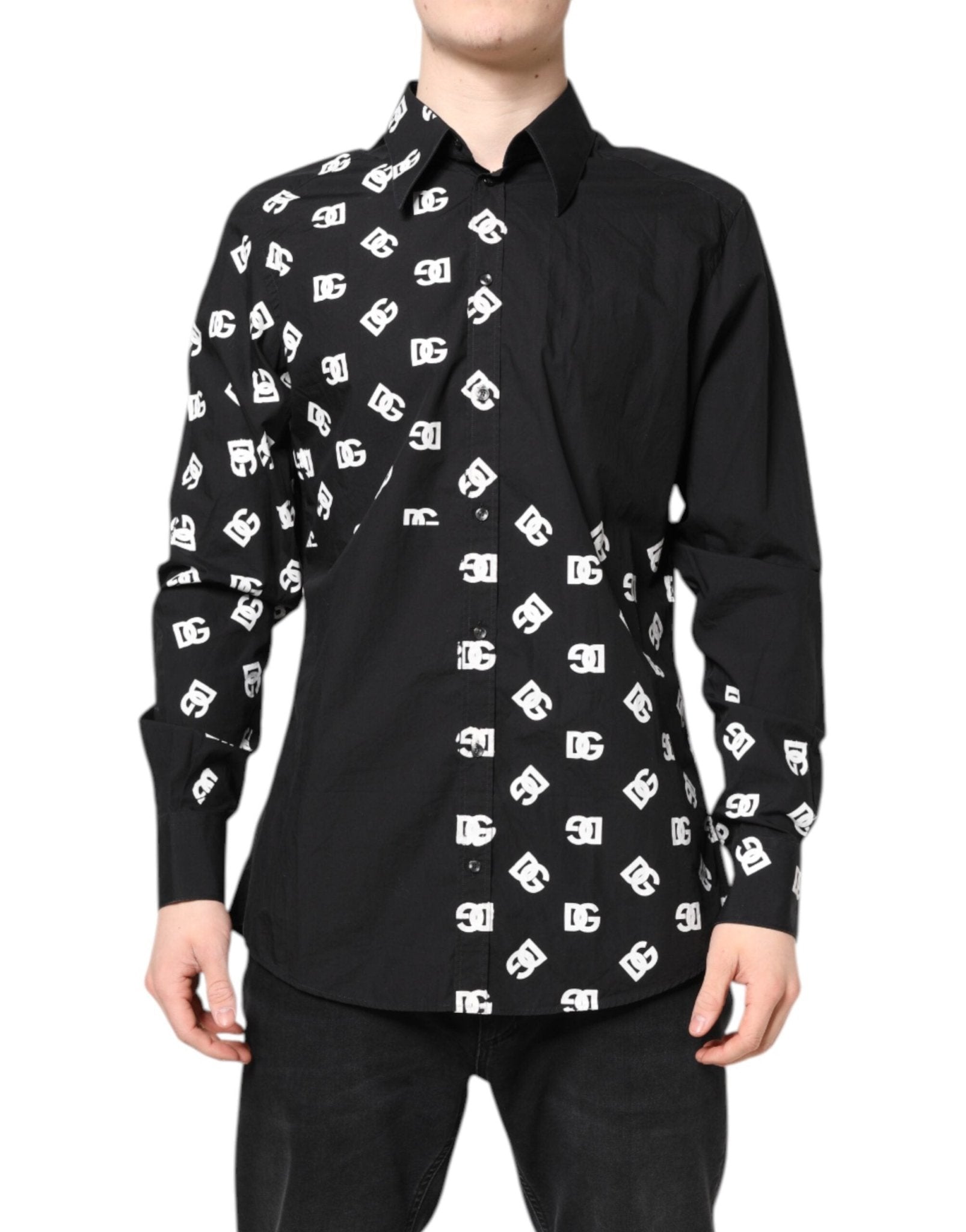 Dolce & Gabbana Black DG Logo Cotton MARTINI Dress Shirt – IT44 | 3XL par Dolce & Gabbana | Disponible sur Sandy Store ByNet