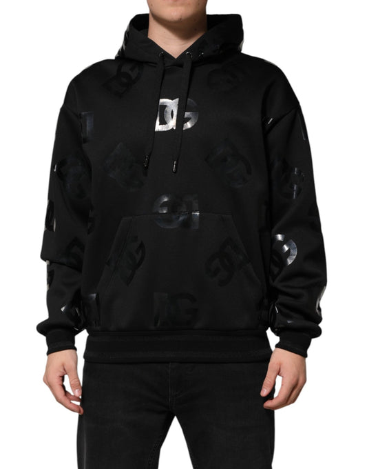 Dolce & Gabbana Black DG Logo Hoodie Metallic Print Sweater – IT54 | XL par Dolce & Gabbana | Disponible sur Sandy Store ByNet