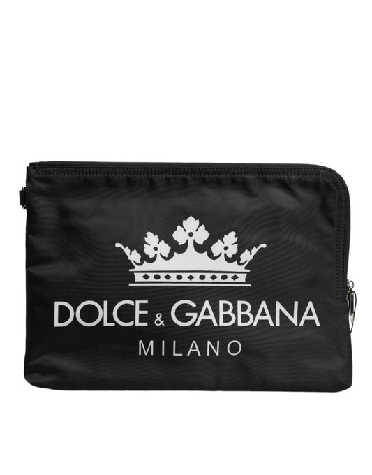 Dolce & Gabbana Black DG Milano Print Nylon Pouch Clutch Bag - Sandy Store ByNet