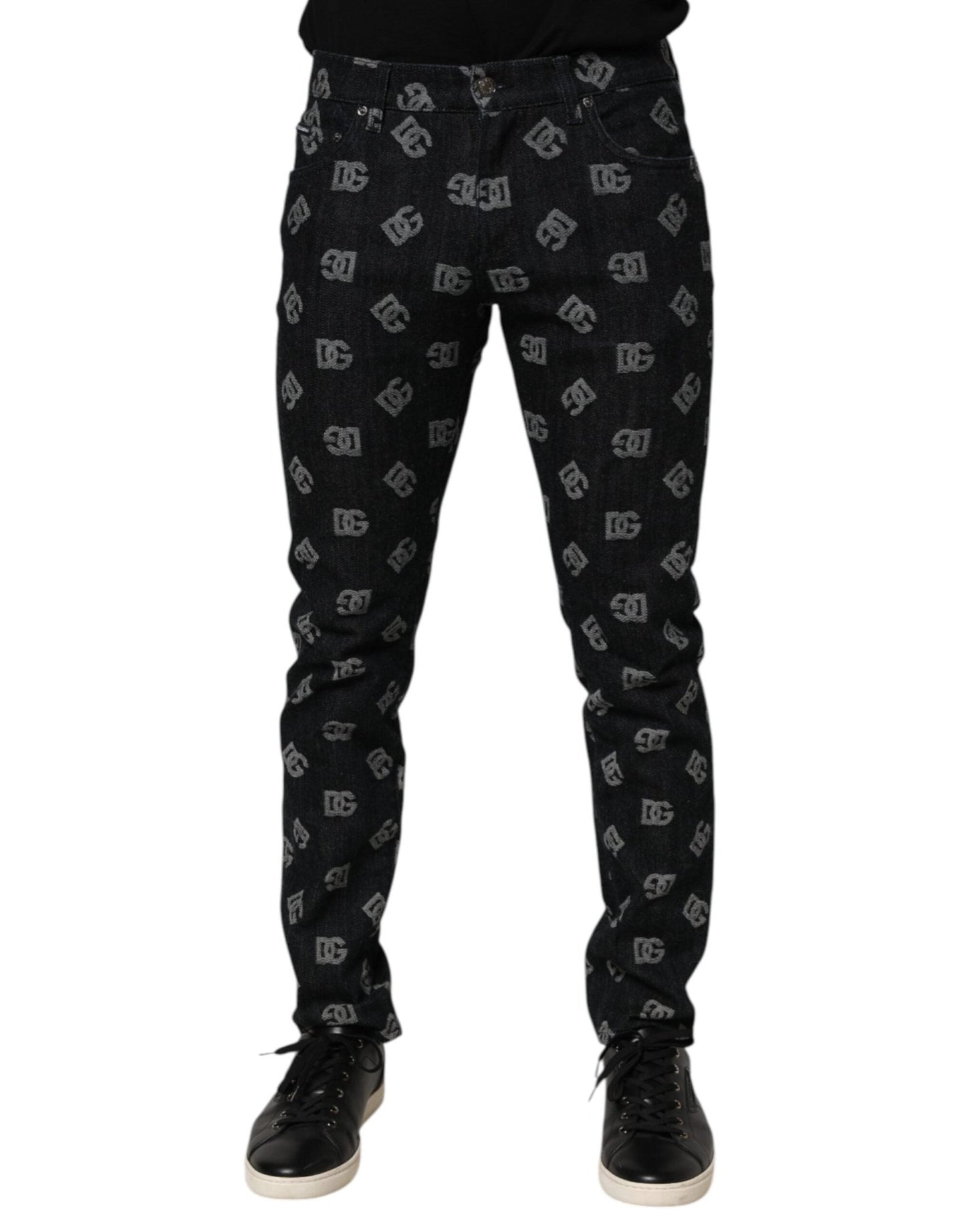 Dolce & Gabbana Black DG Monogram Cotton Skinny Denim Jeans – IT48 | M par Dolce & Gabbana | Disponible sur Sandy Store ByNet