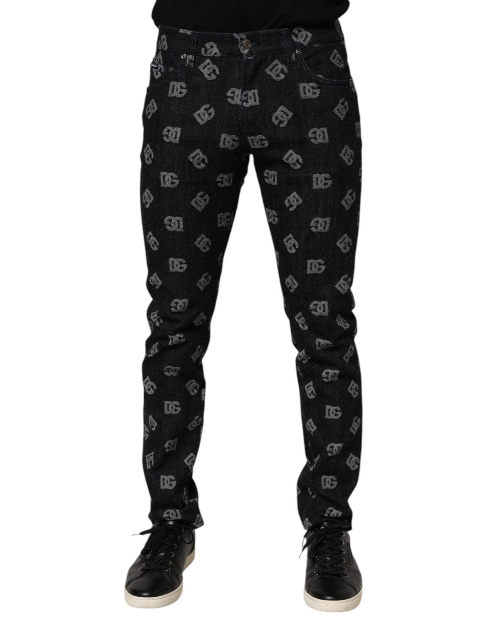 Dolce & Gabbana Black DG Monogram Cotton Skinny Denim Jeans – IT48 | M par Dolce & Gabbana | Disponible sur Sandy Store ByNet