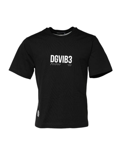 Dolce & Gabbana Black DG Vib3 Print Cotton Crew Neck T-shirt – IT44 | XS par Dolce & Gabbana | Disponible sur Sandy Store ByNet