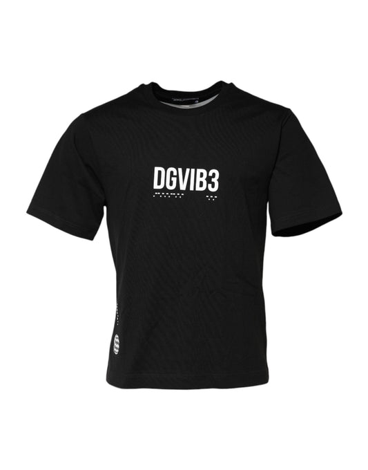 Dolce & Gabbana Black DG Vib3 Print Cotton Crew Neck T-shirt – IT44 | XS par Dolce & Gabbana | Disponible sur Sandy Store ByNet