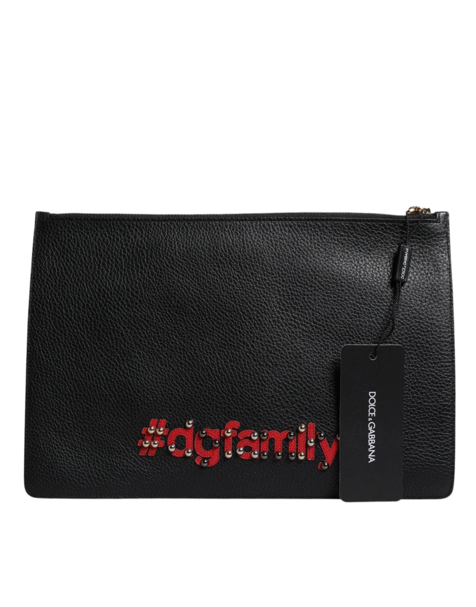 Dolce & Gabbana Black #DGFamily Embellished Leather Clutch Bag - Sandy Store ByNet