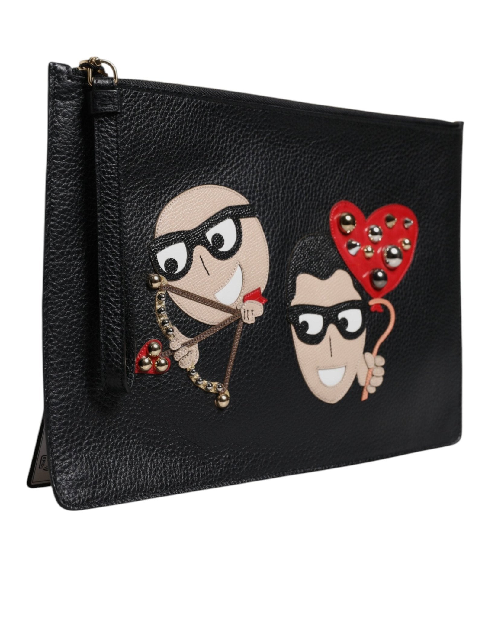 Dolce & Gabbana Black #DGFamily Embellished Leather Clutch Bag - Sandy Store ByNet