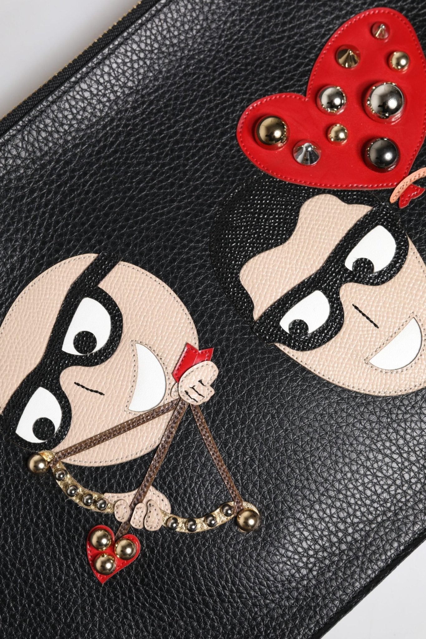 Dolce & Gabbana Black #DGFamily Embellished Leather Clutch Bag - Sandy Store ByNet