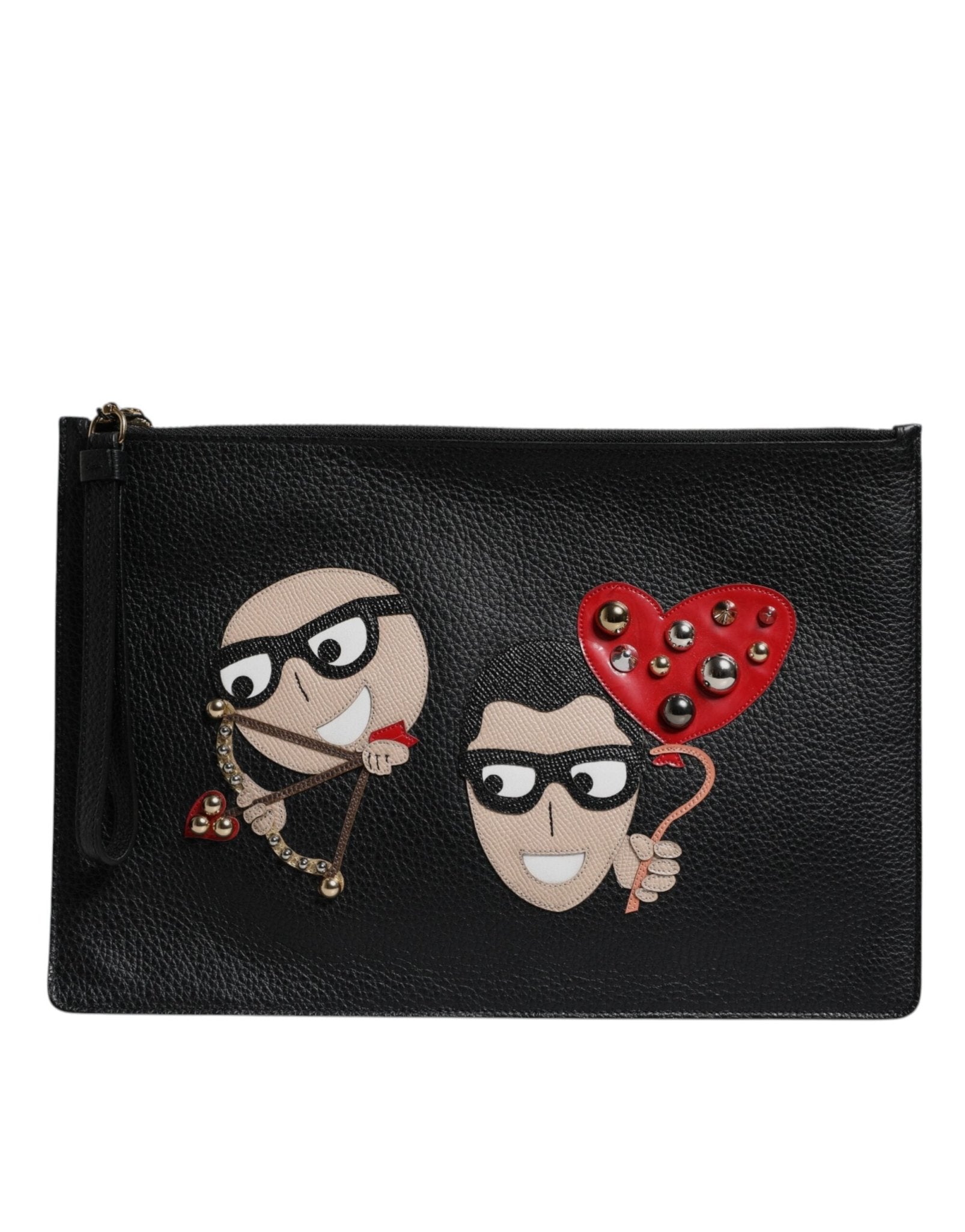 Dolce & Gabbana Black #DGFamily Embellished Leather Clutch Bag - Sandy Store ByNet