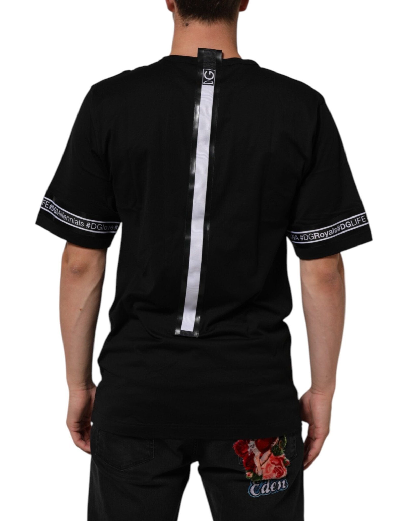 Dolce & Gabbana Black DGRoyals Cotton Men Crew Neck IT T-shirt – IT44 | XS par Dolce & Gabbana | Disponible sur Sandy Store ByNet