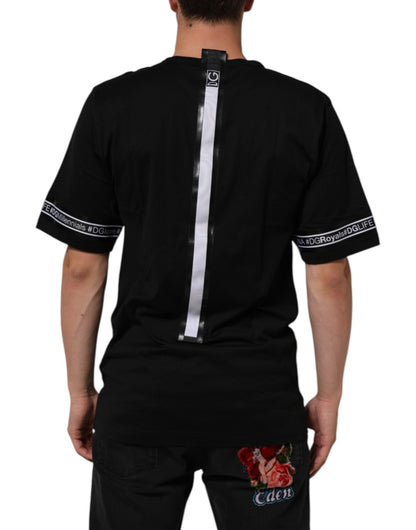 Dolce & Gabbana Black DGRoyals Cotton Men Crew Neck IT T-shirt – IT44 | XS par Dolce & Gabbana | Disponible sur Sandy Store ByNet