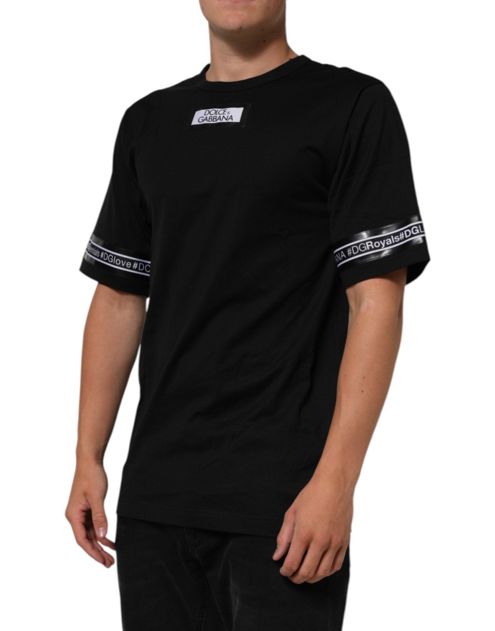 Dolce & Gabbana Black DGRoyals Cotton Men Crew Neck IT T-shirt – IT44 | XS par Dolce & Gabbana | Disponible sur Sandy Store ByNet