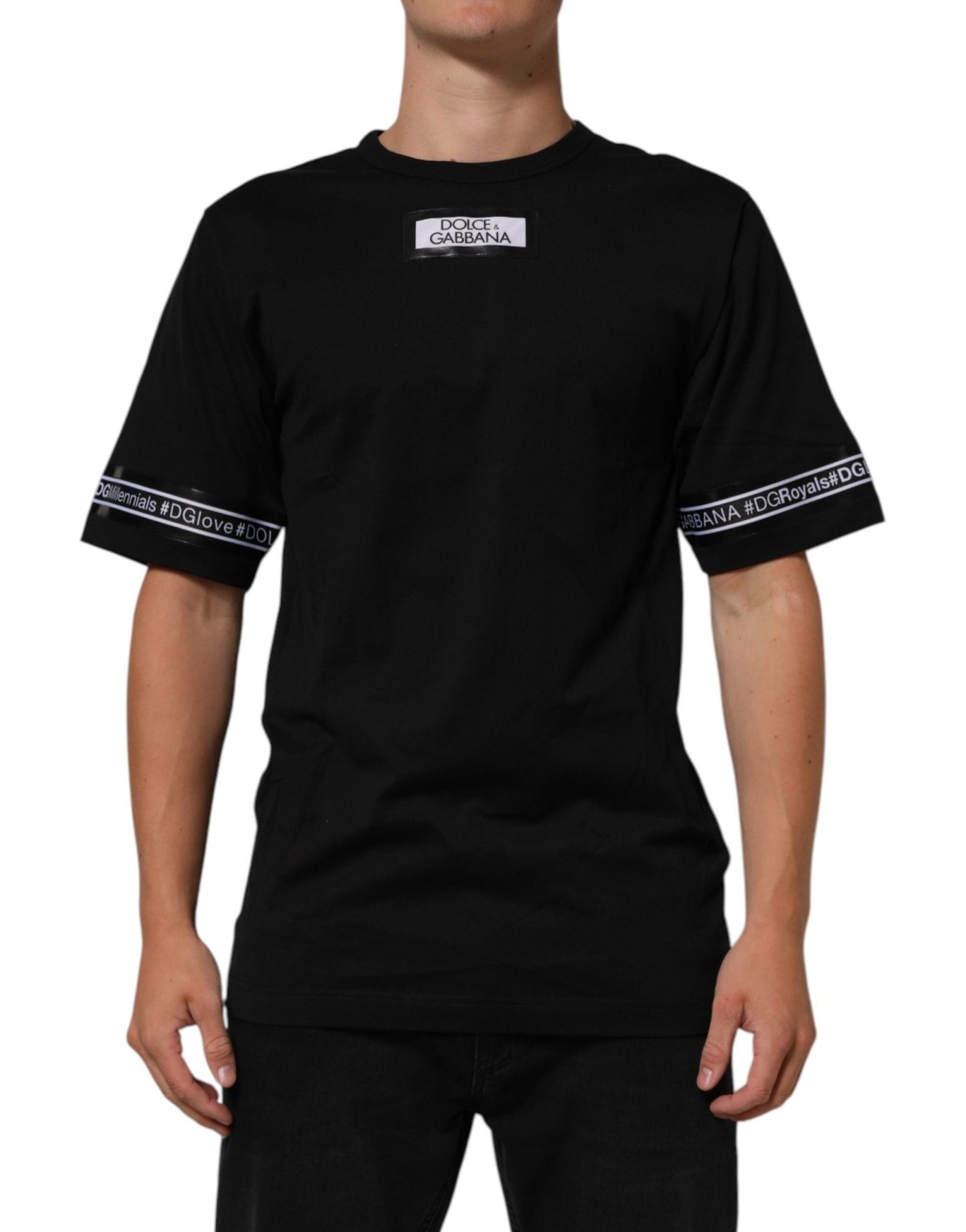 Dolce & Gabbana Black DGRoyals Cotton Men Crew Neck IT T-shirt – IT44 | XS par Dolce & Gabbana | Disponible sur Sandy Store ByNet