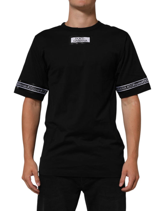 Dolce & Gabbana Black DGRoyals Cotton Men Crew Neck IT T-shirt – IT44 | XS par Dolce & Gabbana | Disponible sur Sandy Store ByNet