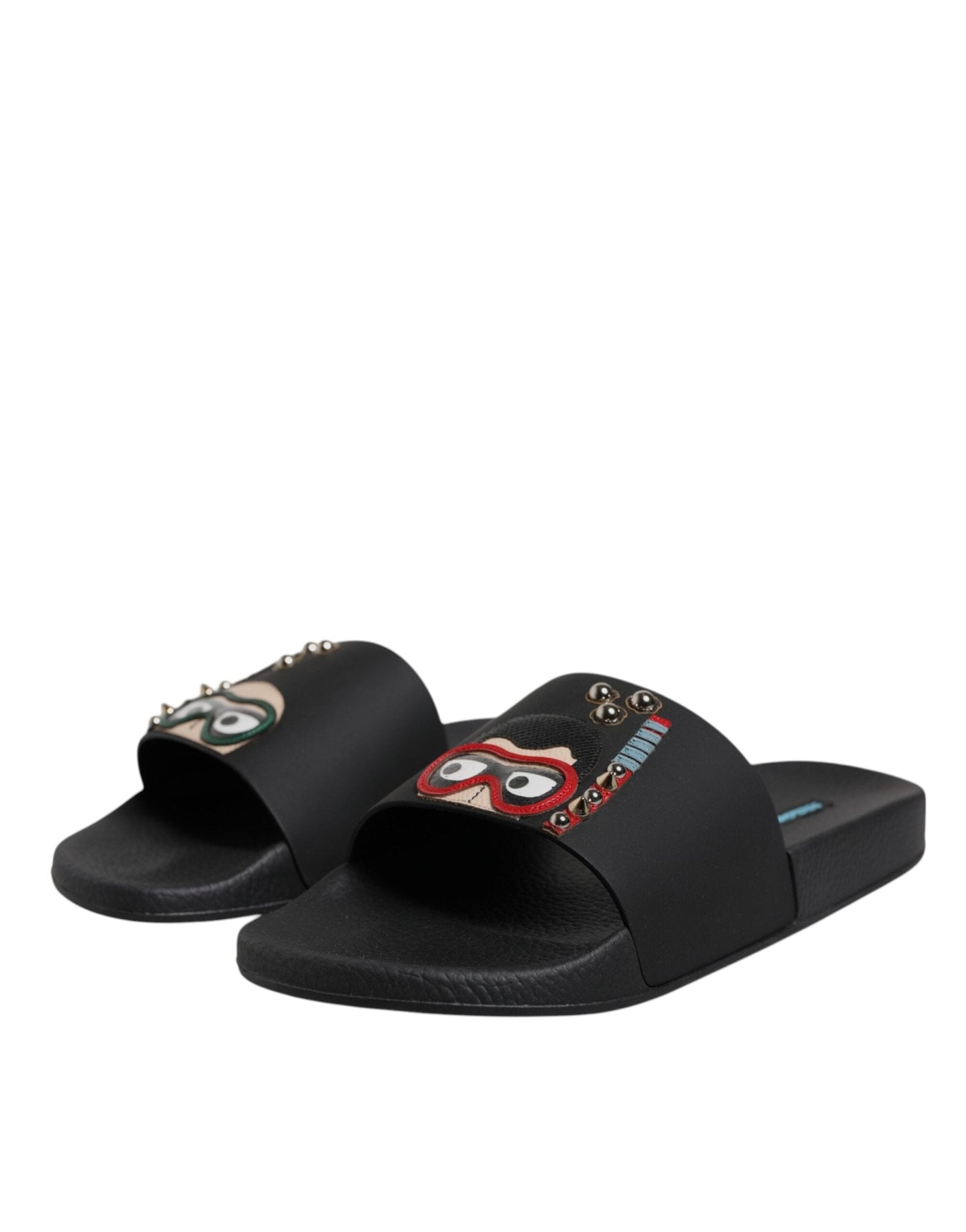 Dolce & Gabbana Black Divers Leather Flats Slides Sandals Beachwear Shoes - Sandy Store ByNet