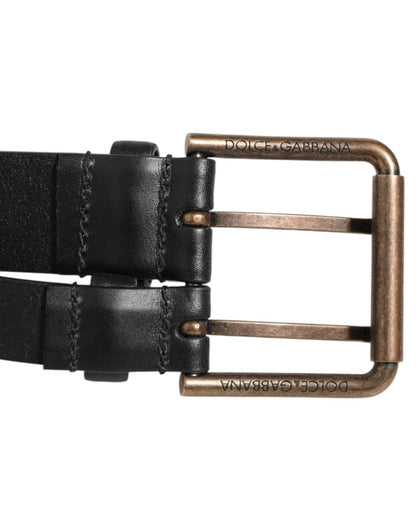 Dolce & Gabbana Black Double Strap Leather Brass Buckle Belt – 90 cm / 36 Inches par Dolce & Gabbana | Disponible sur Sandy Store ByNet
