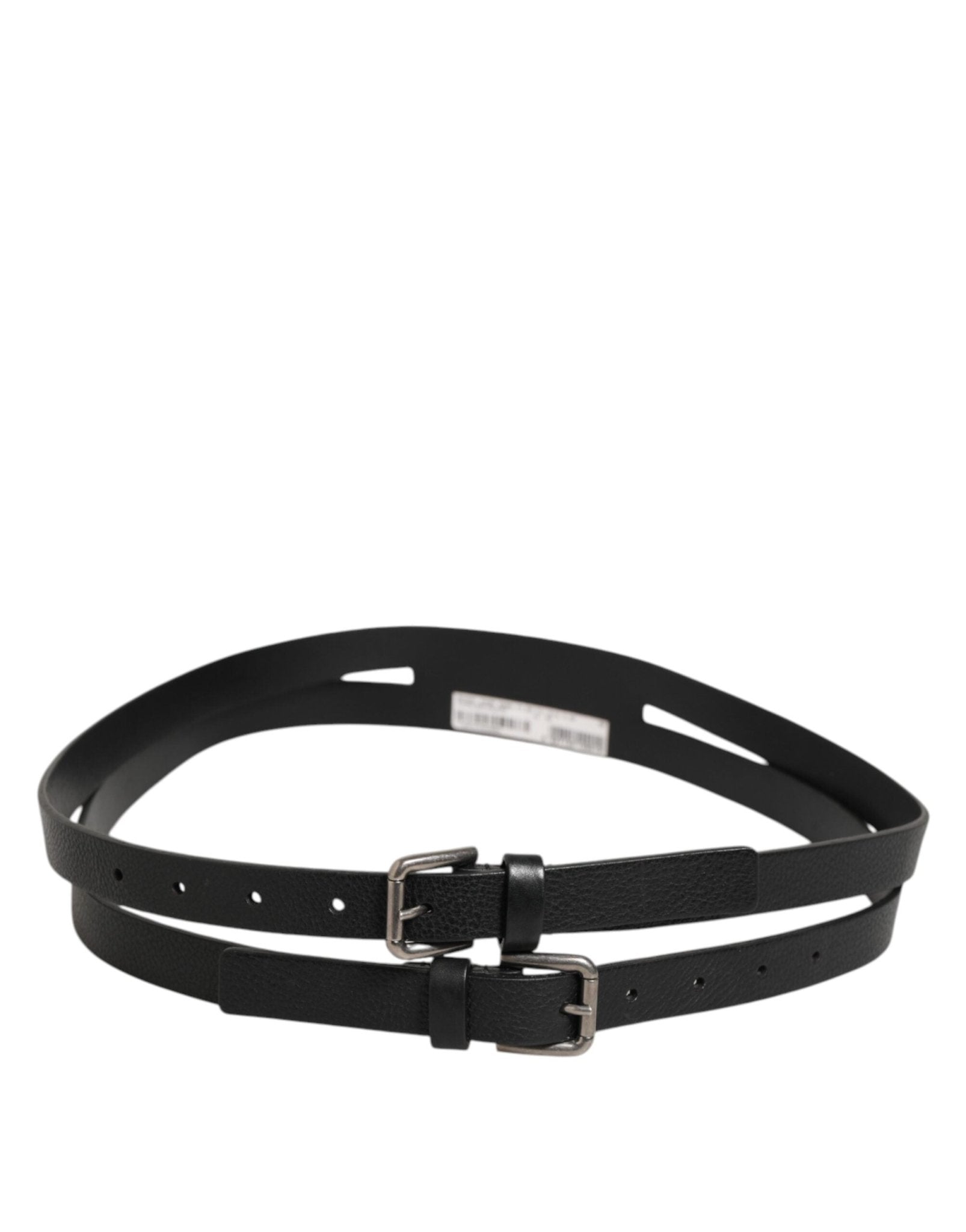 Dolce & Gabbana Black Double Strap Leather Gold Buckle Belt – 90 cm / 36 Inches par Dolce & Gabbana | Disponible sur Sandy Store ByNet