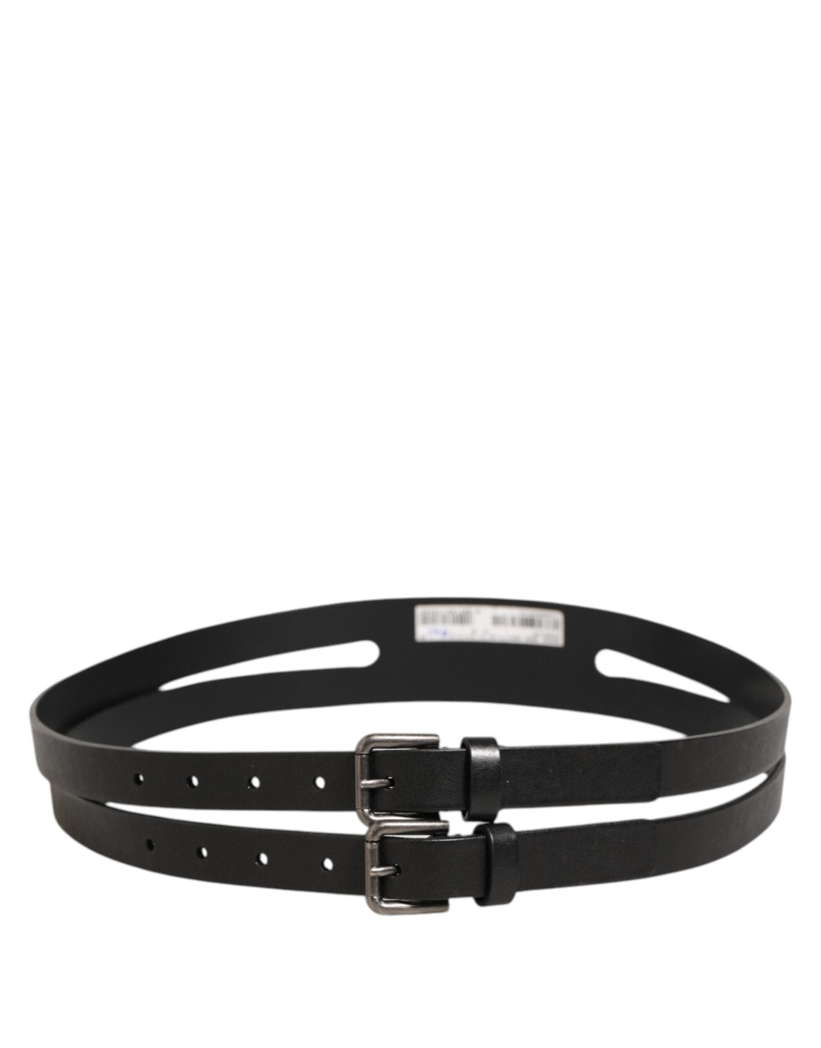 Dolce & Gabbana Black Double Strap Leather Silver Buckle Belt – 90 cm / 36 Inches par Dolce & Gabbana | Disponible sur Sandy Store ByNet