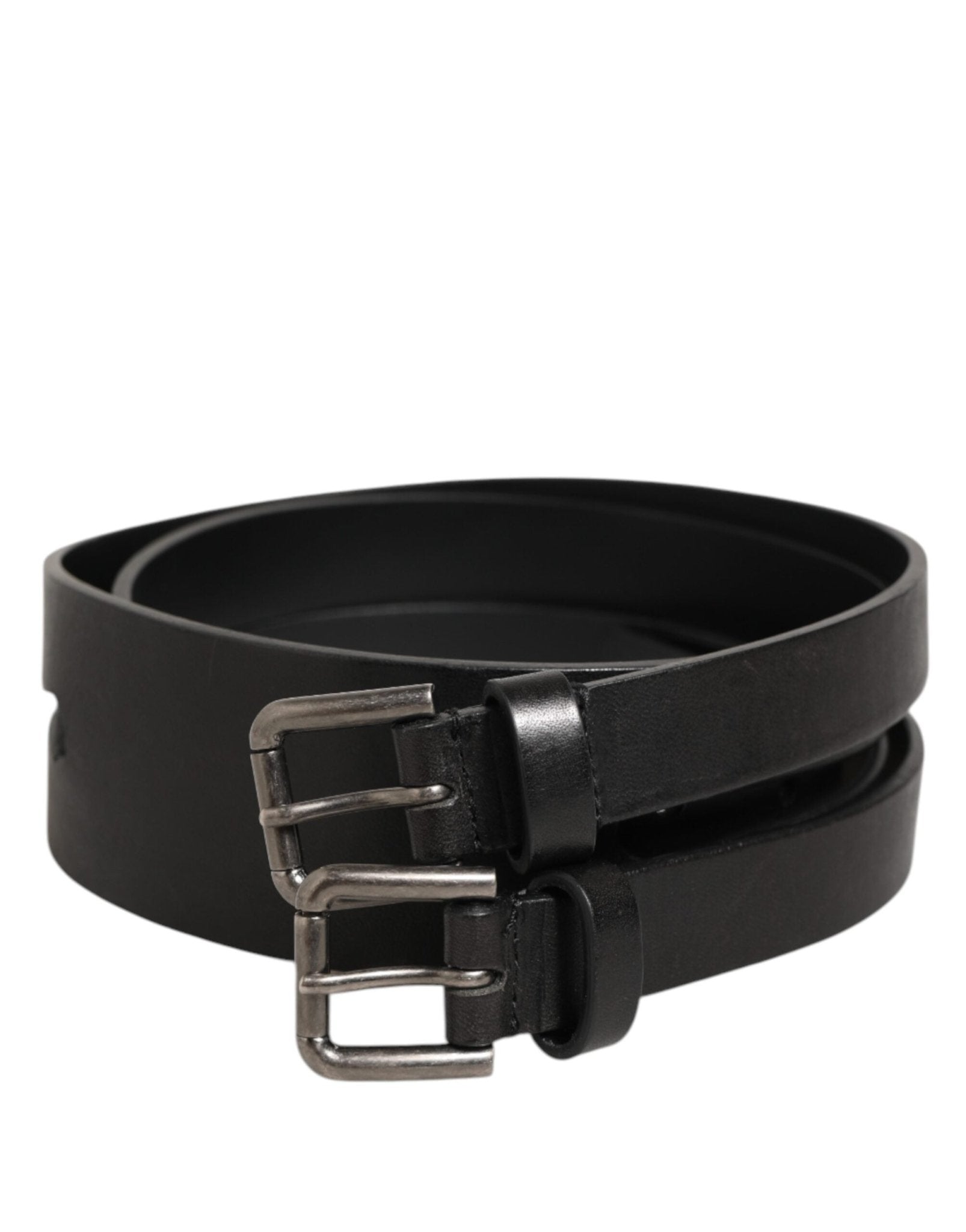 Dolce & Gabbana Black Double Strap Leather Silver Buckle Belt – 90 cm / 36 Inches par Dolce & Gabbana | Disponible sur Sandy Store ByNet