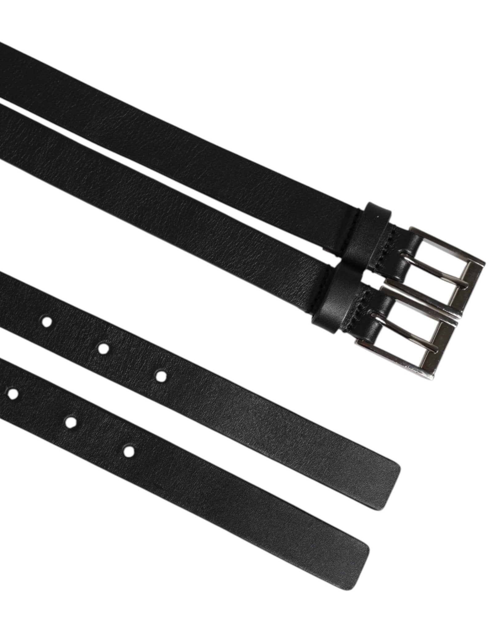 Dolce & Gabbana Black Double Strap Leather Silver Buckle Belt – 90 cm / 36 Inches par Dolce & Gabbana | Disponible sur Sandy Store ByNet