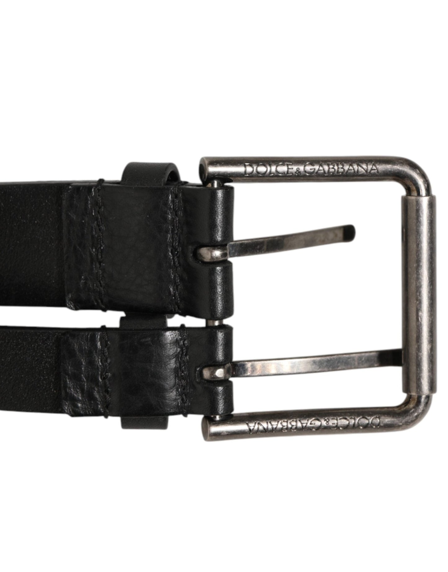 Dolce & Gabbana Black Double Strap Leather Silver Buckle Belt – 90 cm / 36 Inches par Dolce & Gabbana | Disponible sur Sandy Store ByNet