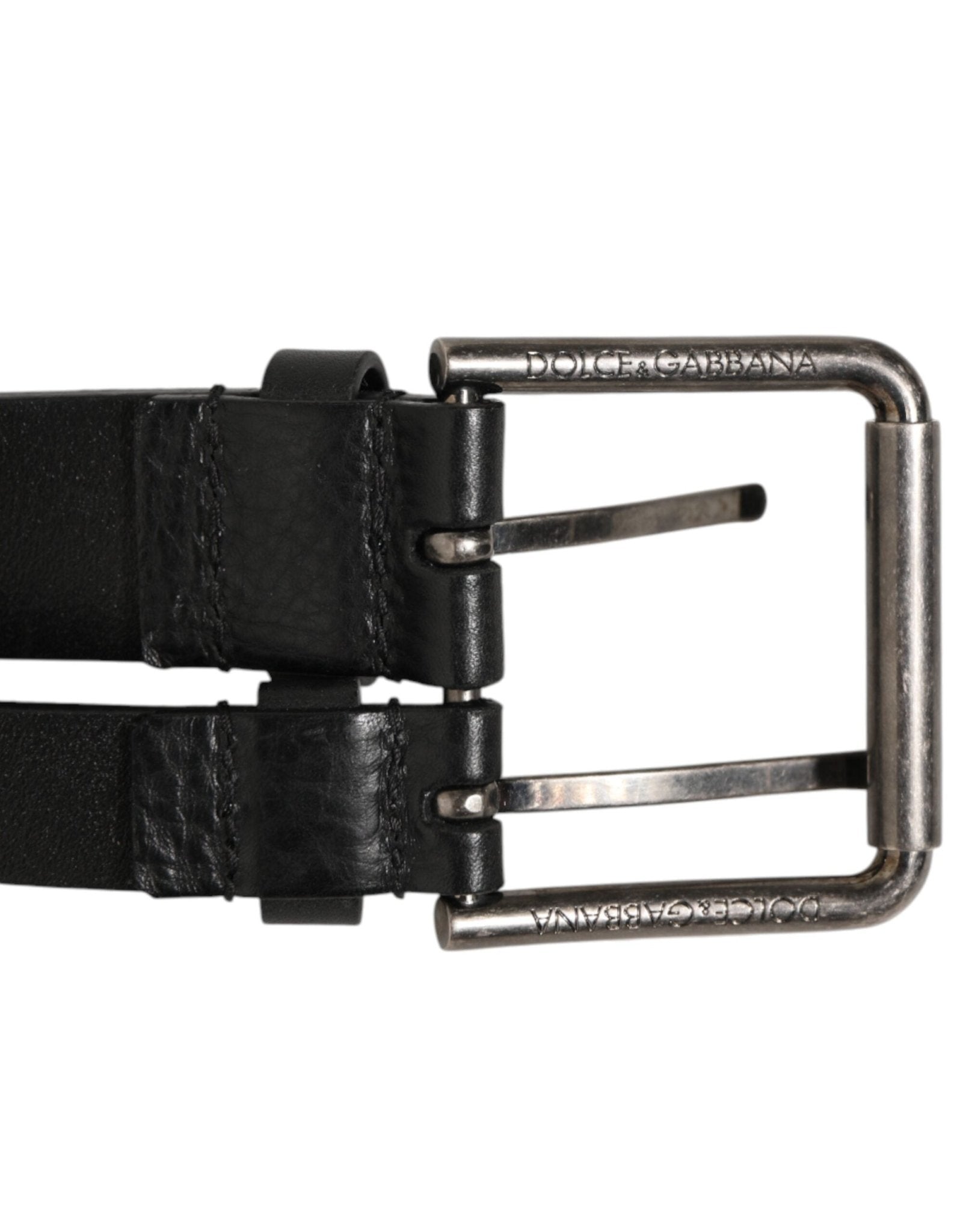 Dolce & Gabbana Black Double Strap Leather Silver Buckle Belt – 90 cm / 36 Inches par Dolce & Gabbana | Disponible sur Sandy Store ByNet