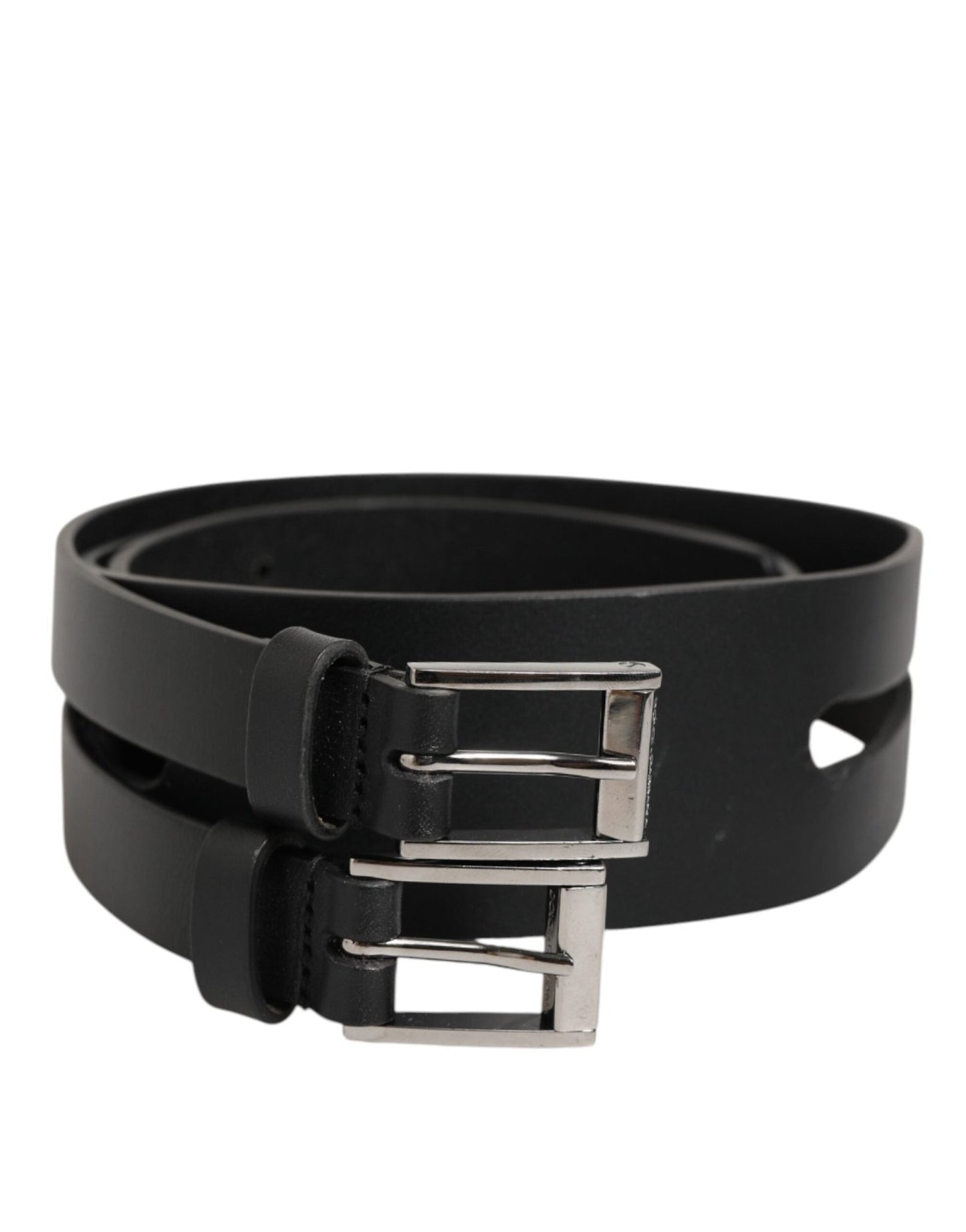 Dolce & Gabbana Black Double Strap Leather Silver Buckle Belt – 90 cm / 36 Inches par Dolce & Gabbana | Disponible sur Sandy Store ByNet