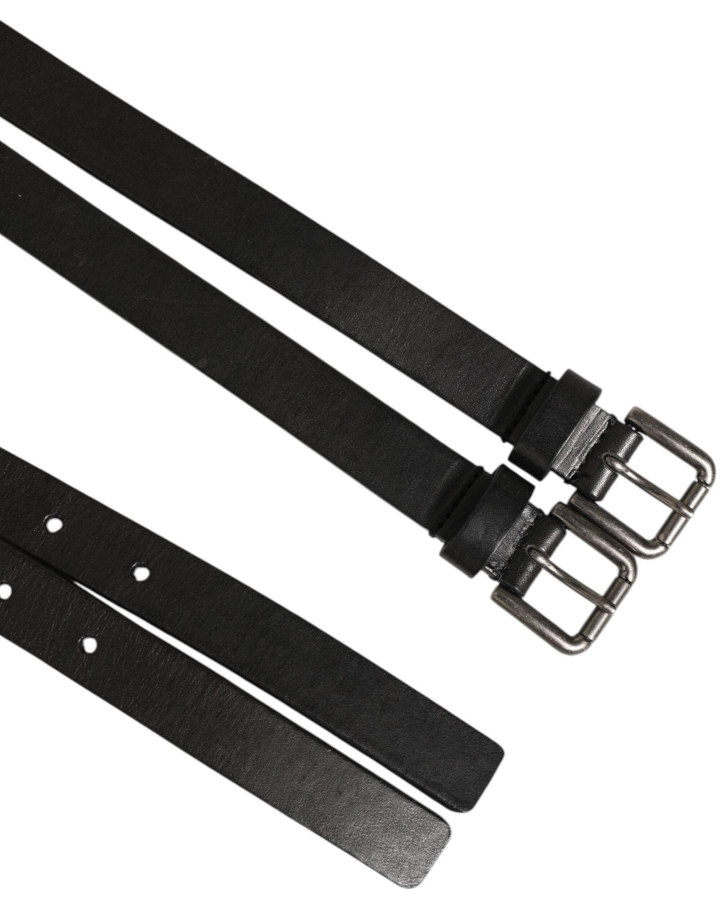Dolce & Gabbana Black Double Strap Leather Silver Buckle Belt – 90 cm / 36 Inches par Dolce & Gabbana | Disponible sur Sandy Store ByNet