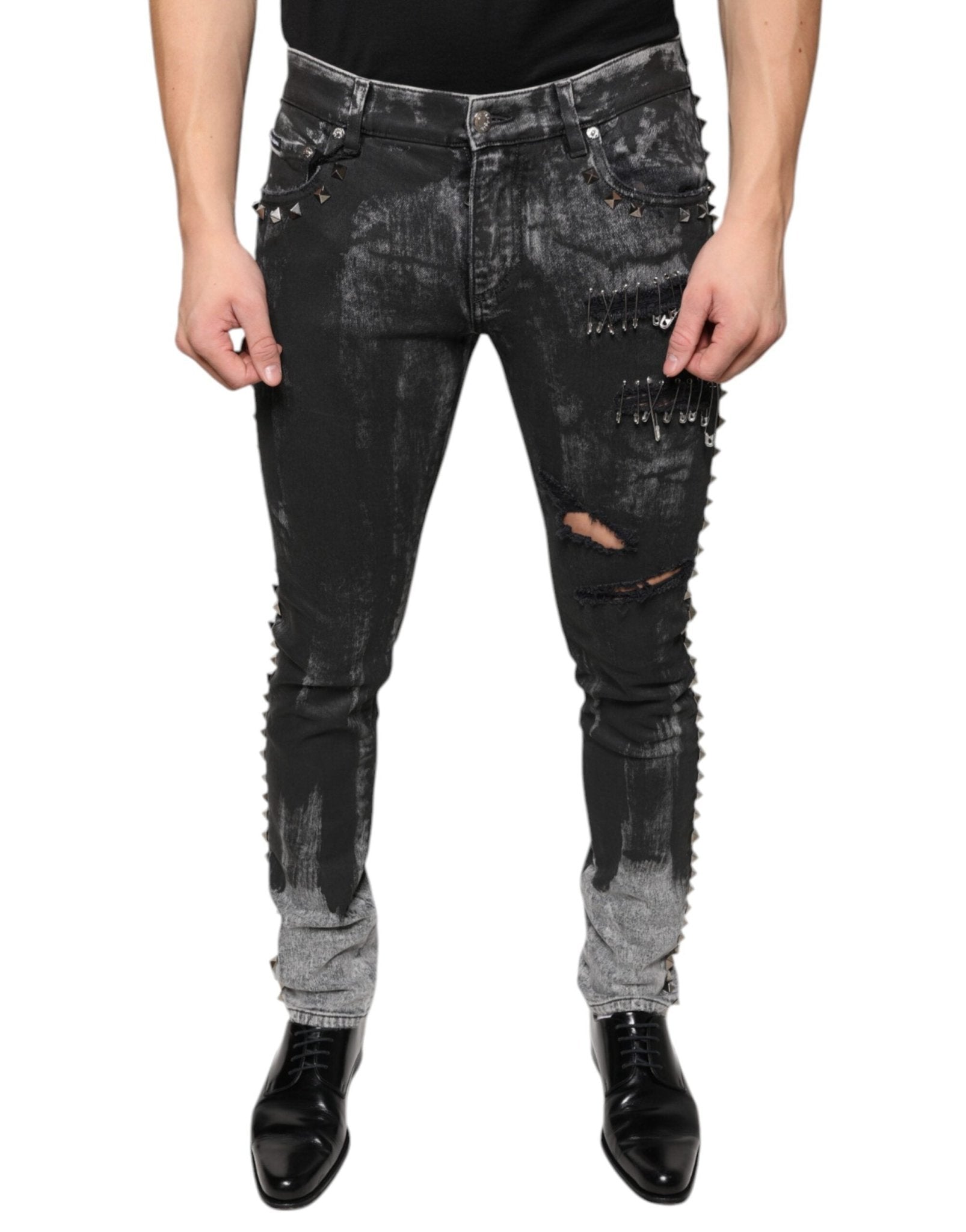 Dolce & Gabbana Black Embellished Cotton Skinny Denim Jeans – IT48 | M par Dolce & Gabbana | Disponible sur Sandy Store ByNet