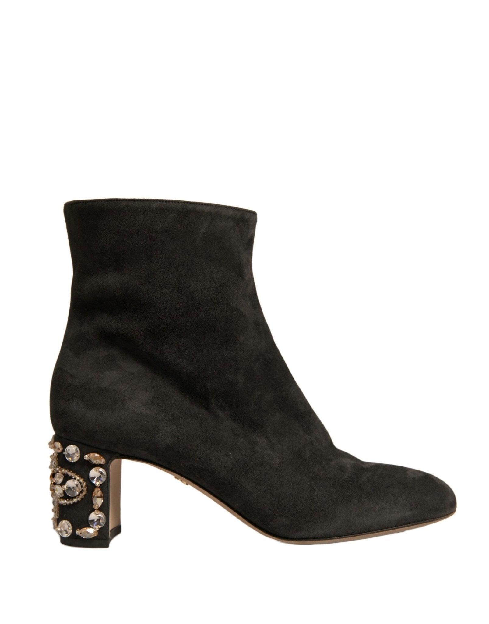 Dolce & Gabbana Black Embellished Heel Ankle Boots Shoes - Sandy Store ByNet