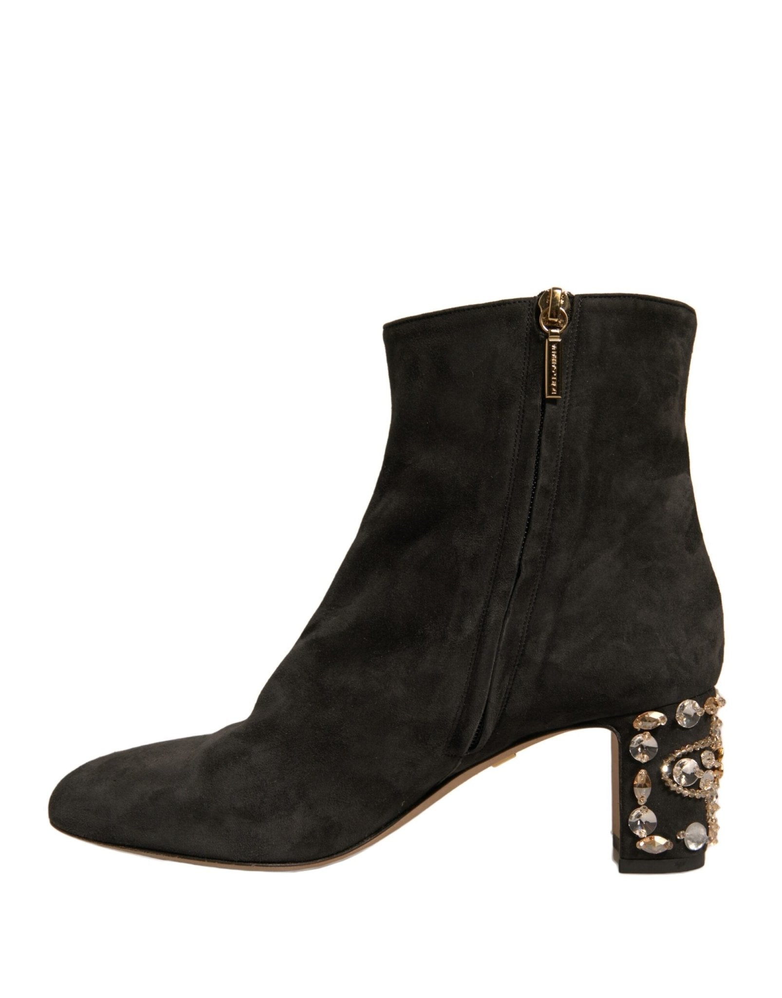 Dolce & Gabbana Black Embellished Heel Ankle Boots Shoes - Sandy Store ByNet