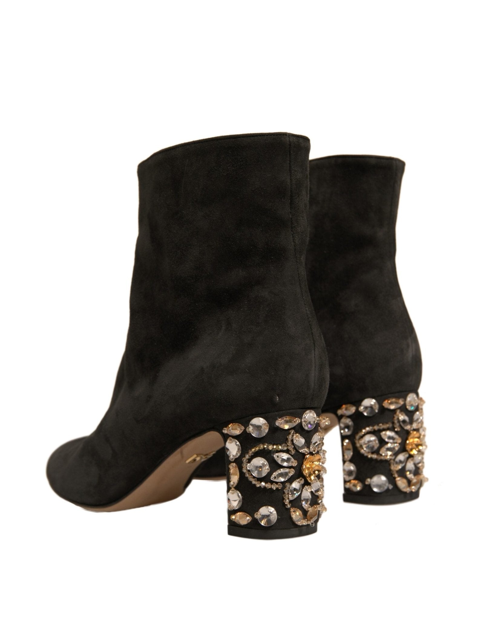 Dolce & Gabbana Black Embellished Heel Ankle Boots Shoes - Sandy Store ByNet