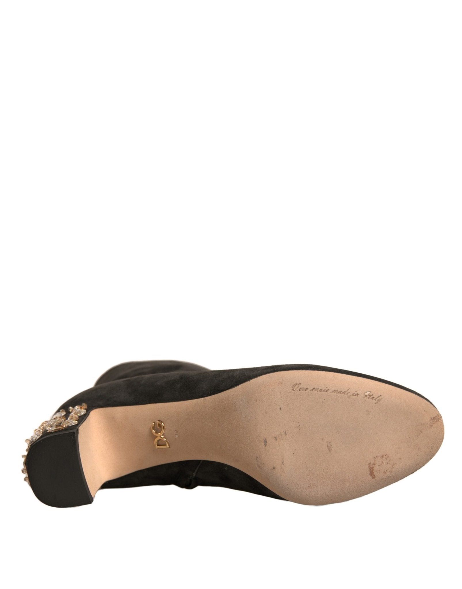 Dolce & Gabbana Black Embellished Heel Ankle Boots Shoes - Sandy Store ByNet