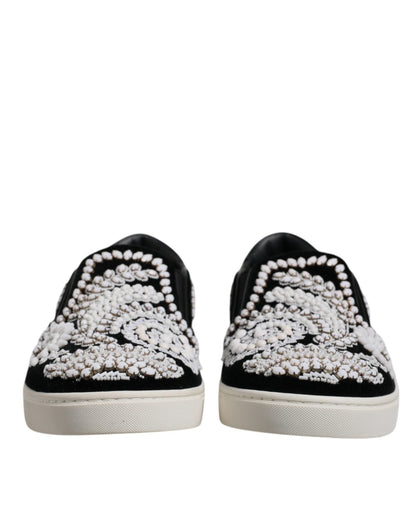 Dolce & Gabbana Black Embellished London Men Slip On Shoes - Sandy Store ByNet