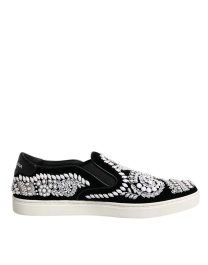 Dolce & Gabbana Black Embellished London Men Slip On Shoes - Sandy Store ByNet