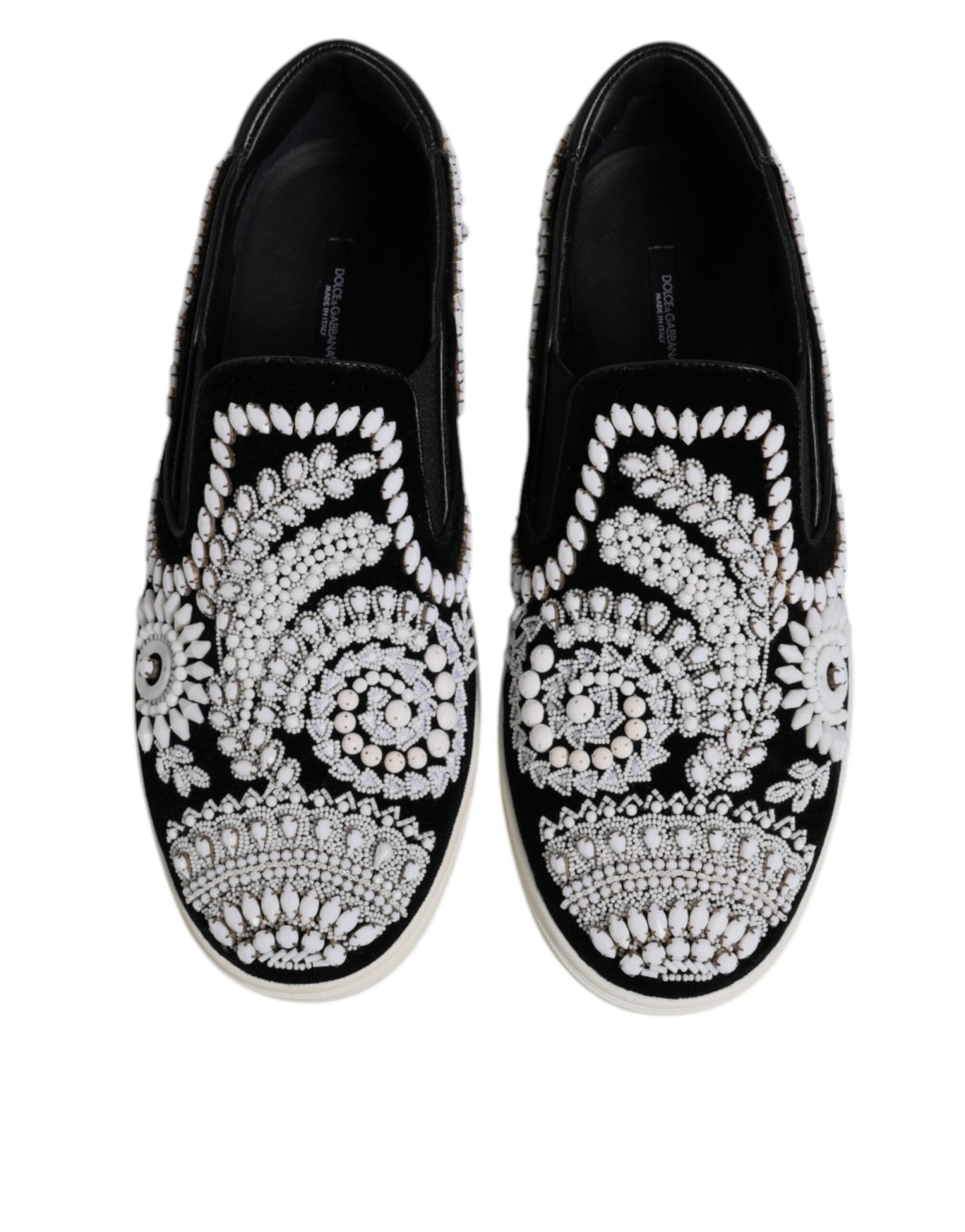 Dolce & Gabbana Black Embellished London Men Slip On Shoes - Sandy Store ByNet