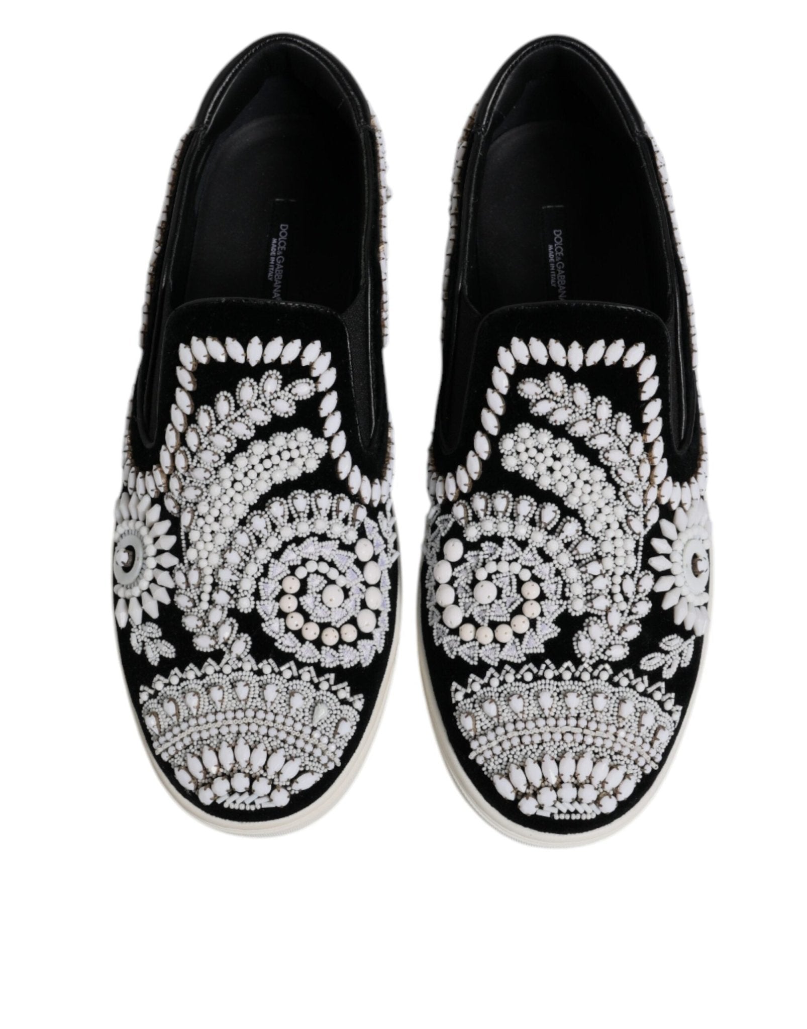 Dolce & Gabbana Black Embellished London Men Slip On Shoes - Sandy Store ByNet