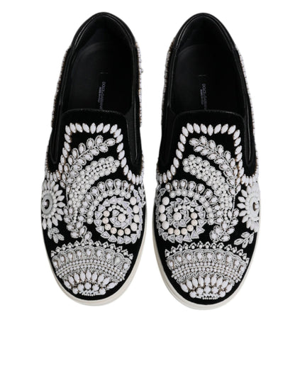 Dolce & Gabbana Black Embellished London Men Slip On Shoes - Sandy Store ByNet