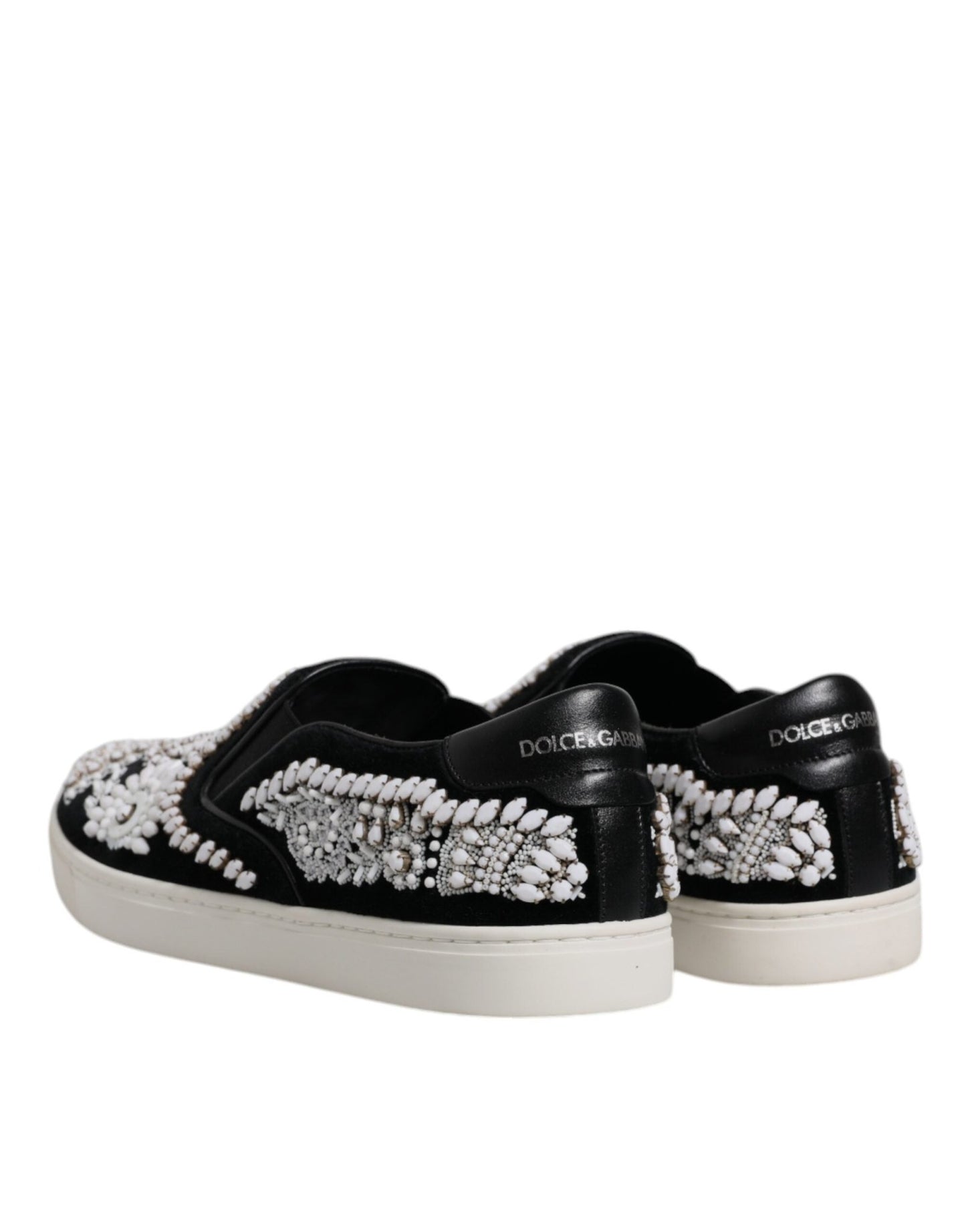 Dolce & Gabbana Black Embellished London Men Slip On Shoes - Sandy Store ByNet
