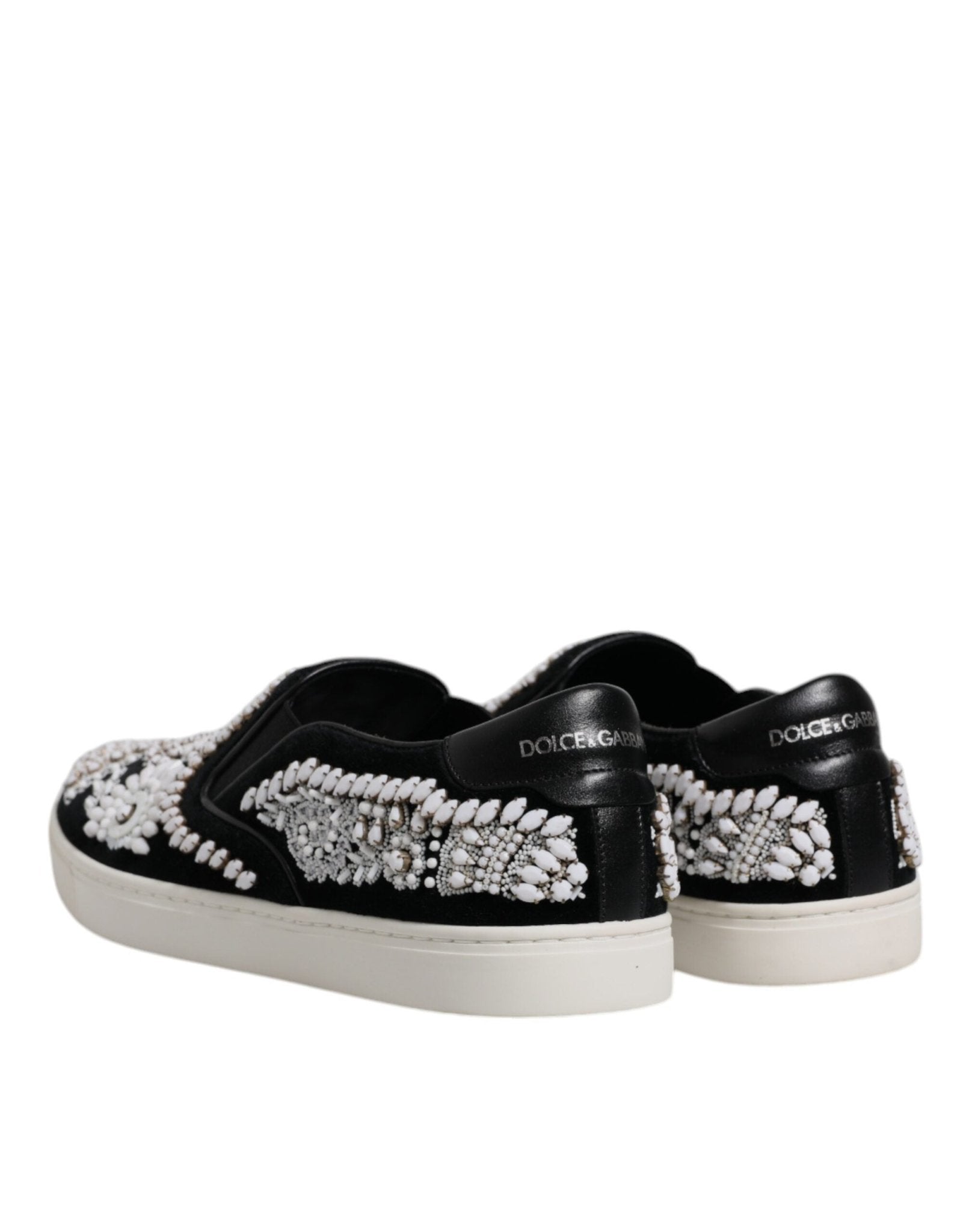 Dolce & Gabbana Black Embellished London Men Slip On Shoes - Sandy Store ByNet