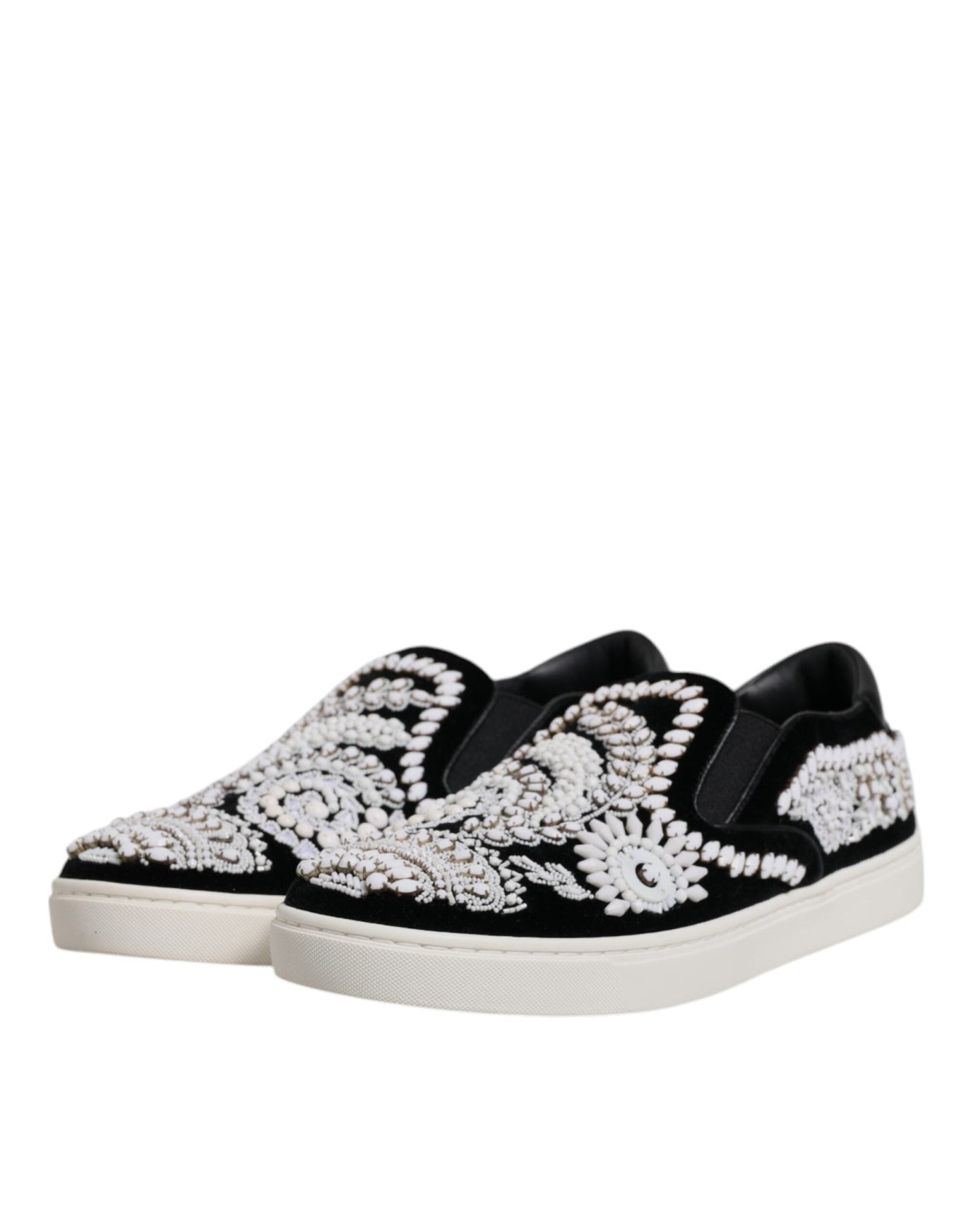 Dolce & Gabbana Black Embellished London Men Slip On Shoes - Sandy Store ByNet
