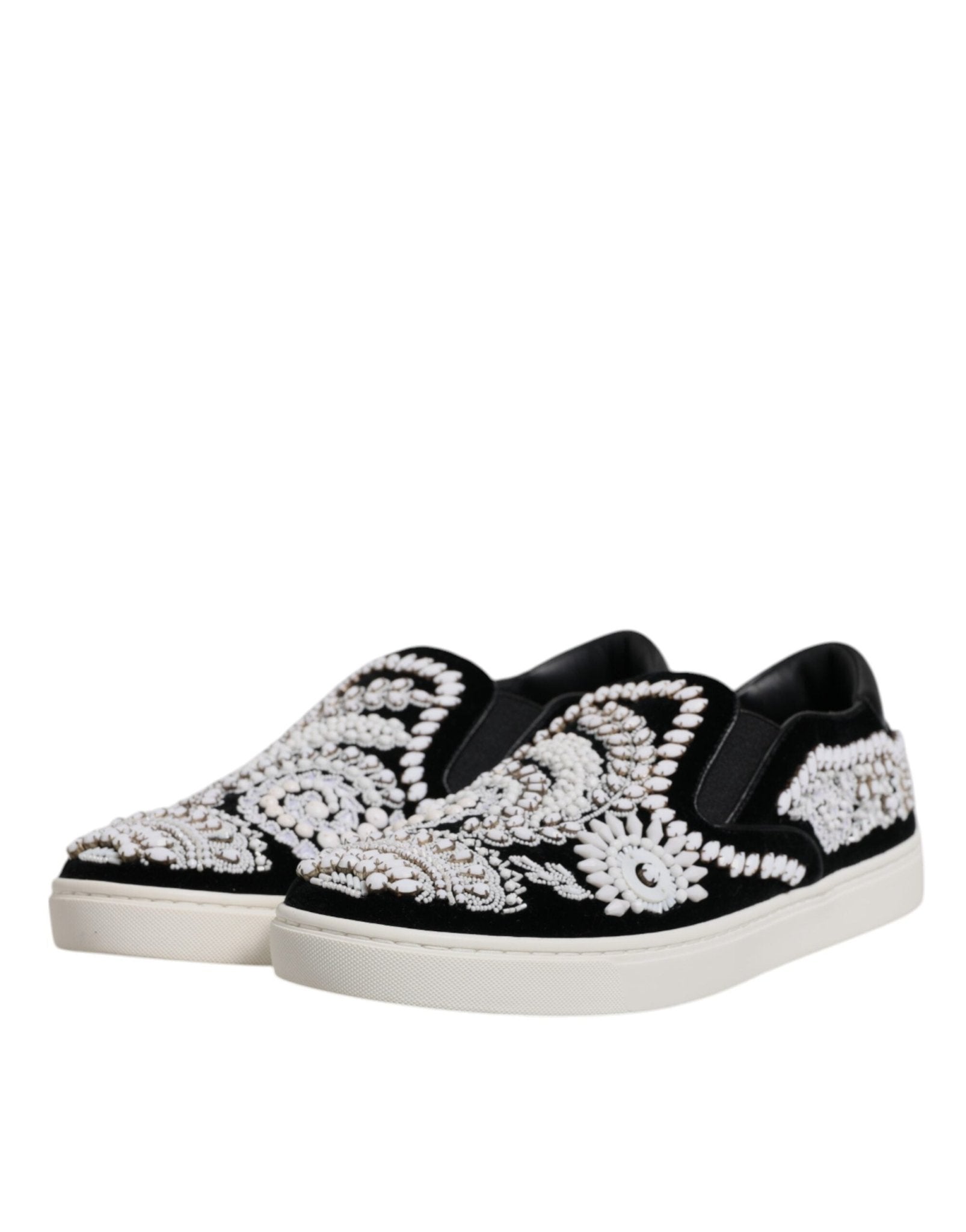 Dolce & Gabbana Black Embellished London Men Slip On Shoes - Sandy Store ByNet