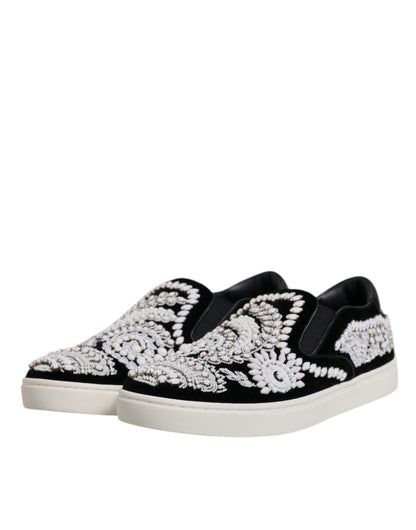 Dolce & Gabbana Black Embellished London Men Slip On Shoes - Sandy Store ByNet